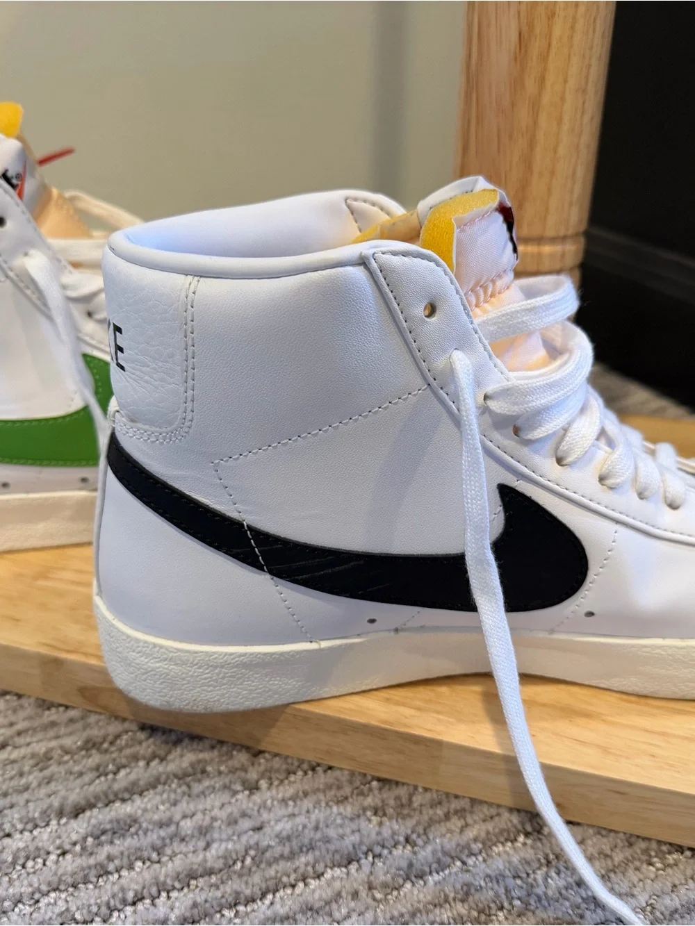 Nike High-Top Sneakers in White with Beige and Orange Accents